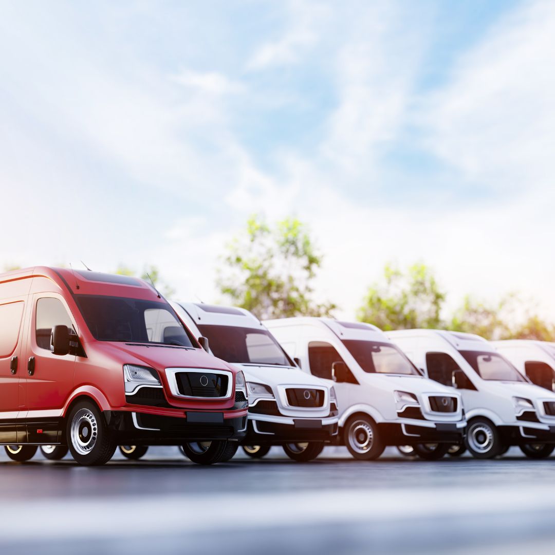 front of fleet vehicles