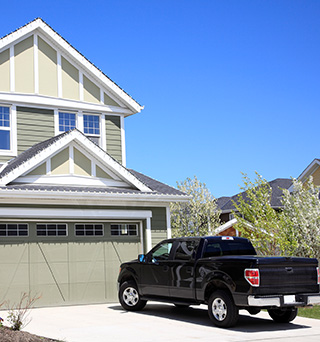 Light duty pick up truck for home services in driveway