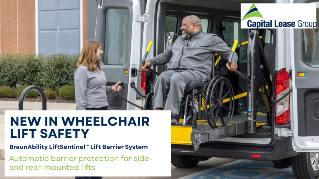 LiftSentinel barrier deployed on wheelchair lift in paratransit van